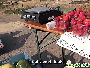 Czech teenage selling strawberries and coochie