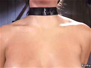 chained and gagged dark-haired gets wax
